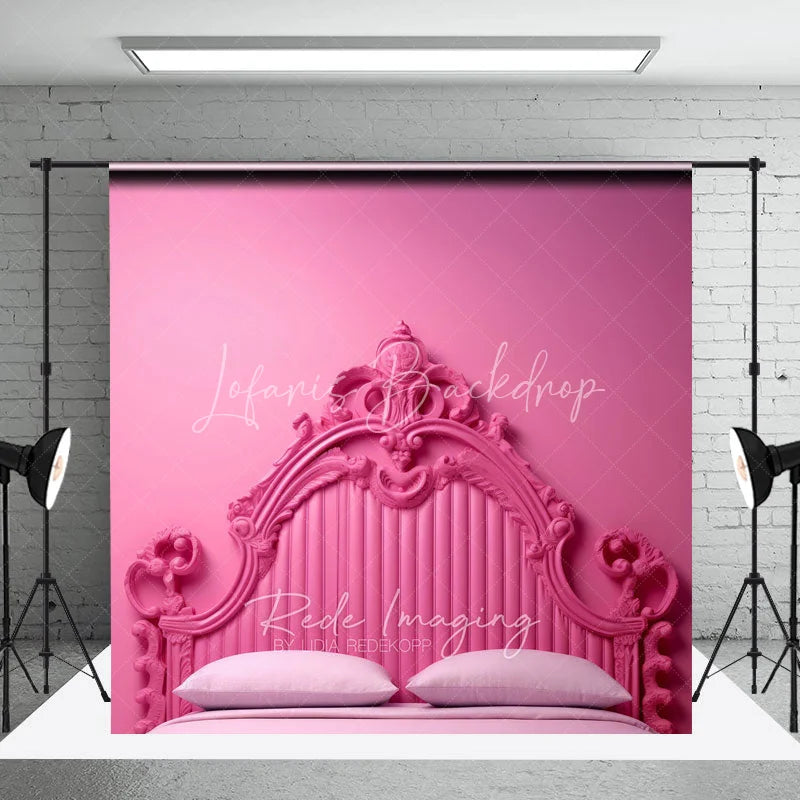 Lofaris Monochrome Pink Ornate Headboard Backdrop Luxury Carved Bed Style Photography Background