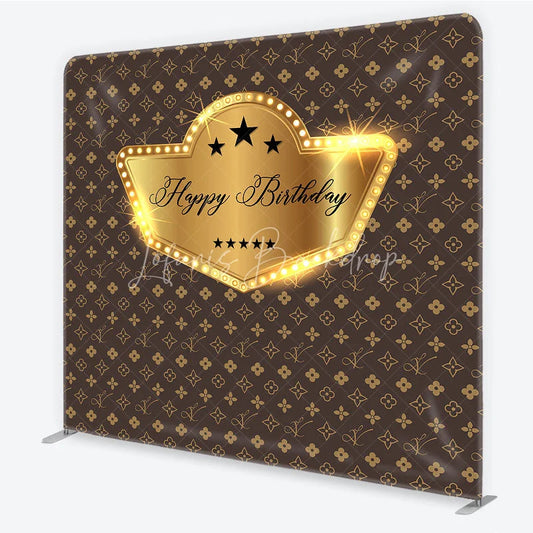 Lofaris Monogram Gold Happy Birthday Square Tension Backdrop