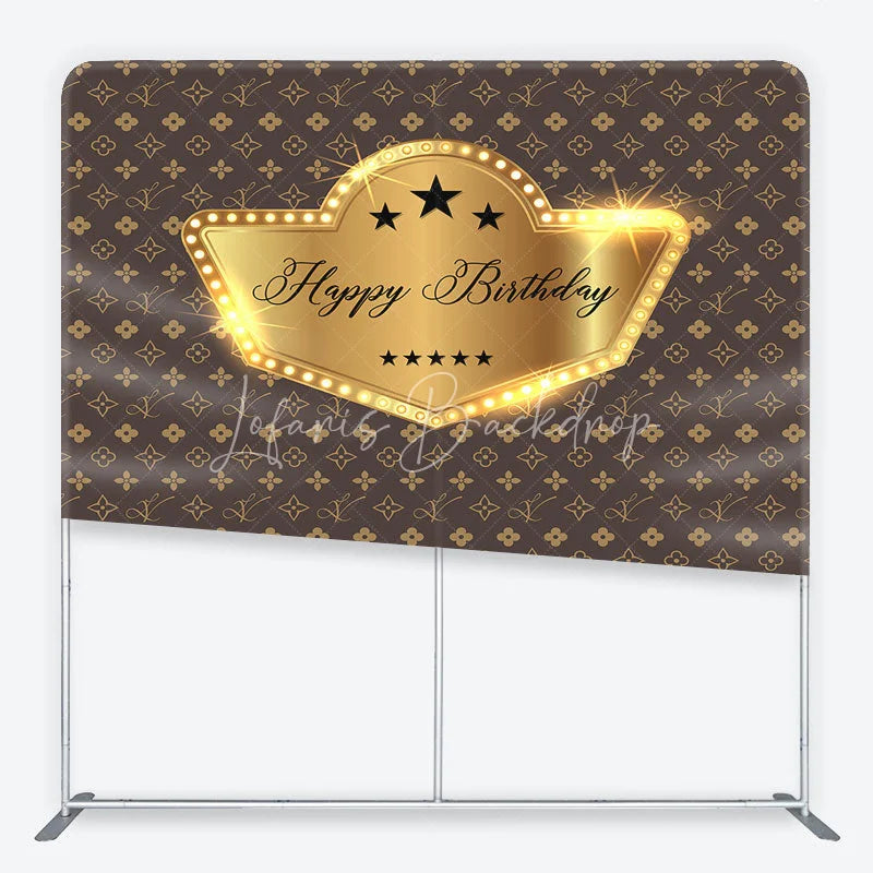 Lofaris Monogram Gold Happy Birthday Square Tension Backdrop