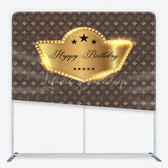 Lofaris Monogram Gold Happy Birthday Square Tension Backdrop