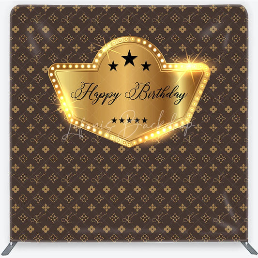 Lofaris Monogram Gold Happy Birthday Square Tension Backdrop
