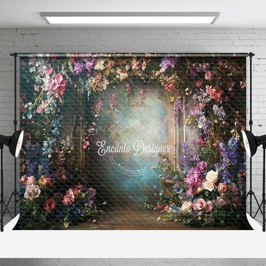 Lofaris Moody Dark Floral Photography Backdrop Fine Art Oil Painting Style with Colorful Wildflowers Vintage Studio Prop