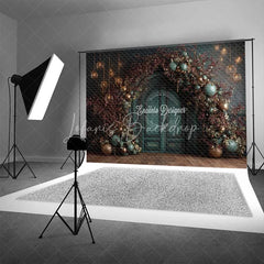 Lofaris Moody Dark Green Christmas Backdrop Bronze Ornament Floral Arch Photography Background