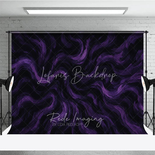 Lofaris Moody Dark Purple and Black Abstract Textured Photography Backdrop Swirling Brushstroke Art for Studio Portraits