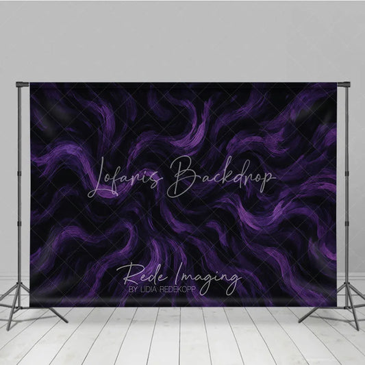 Lofaris Moody Dark Purple and Black Abstract Textured Photography Backdrop Swirling Brushstroke Art for Studio Portraits