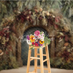 Lofaris Moody Rustic Wood Arch Backdrop Dried Floral Winter Forest Photography Background