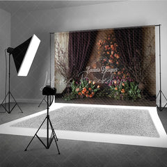 Lofaris Moody Tulip Photography Backdrop Fine Art Floral with Orange and Purple Dark Painterly Portrait Background