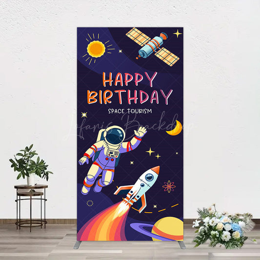 Lofaris Moon Astronaut Purple Galaxy Birthday Rectangle Backdrop