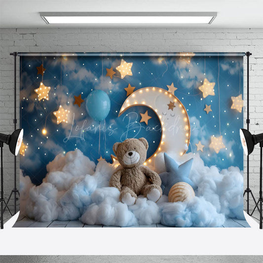 Lofaris Moon Lights Night Teddy Bear Cake Smash Backdrop
