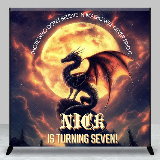 Lofaris Moon Night Dragon Custom Name 7th Birthday Backdrop