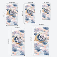 Lofaris Moon Night Twinkle Star Baby Shower Rectangle Backdrop