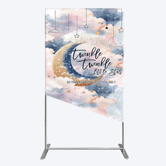 Lofaris Moon Night Twinkle Star Baby Shower Rectangle Backdrop
