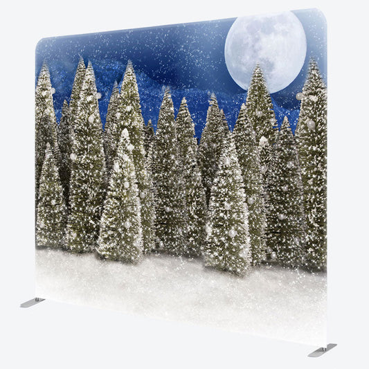 Lofaris Moon Snow Blue Night Christmas Pillow Cover Backdrop