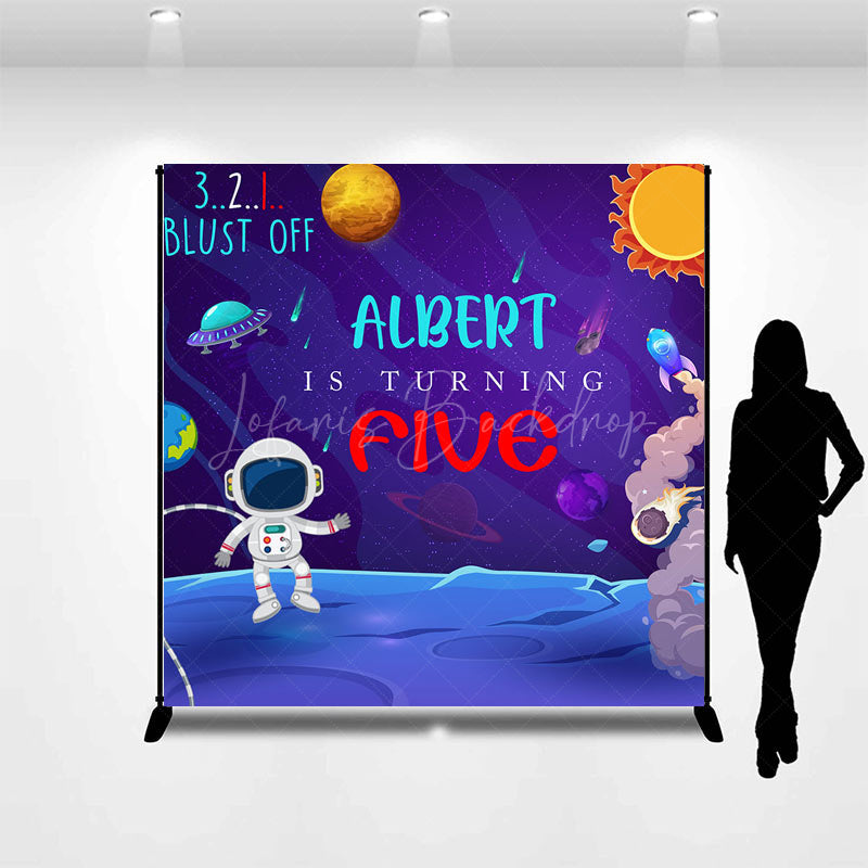 Lofaris Moon Surface Galaxy Custom Name 5th Birthday Backdrop