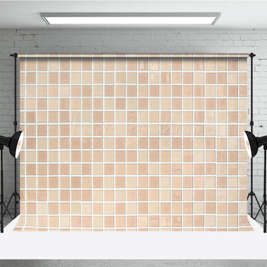 Lofaris Mosaic Tile Modern Beige Square Pattern Backdrop