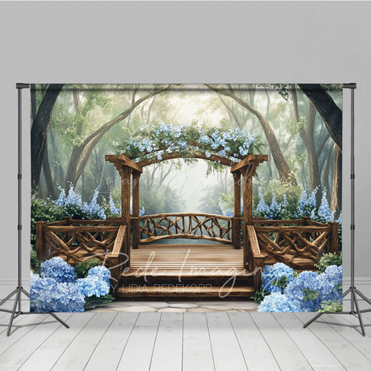 Lofaris Mothers Day Blue Floral Spring Arch Photo Backdrop