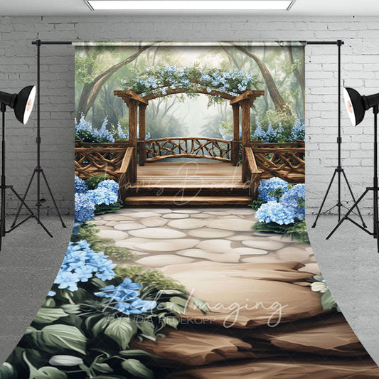 Lofaris Mothers Day Blue Floral Spring Arch Sweep Backdrop