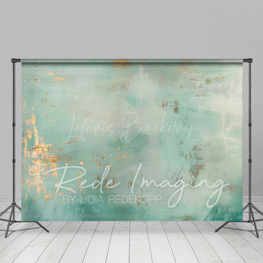 Lofaris Motley Teal Gold Abstract Pattern Photo Backdrop