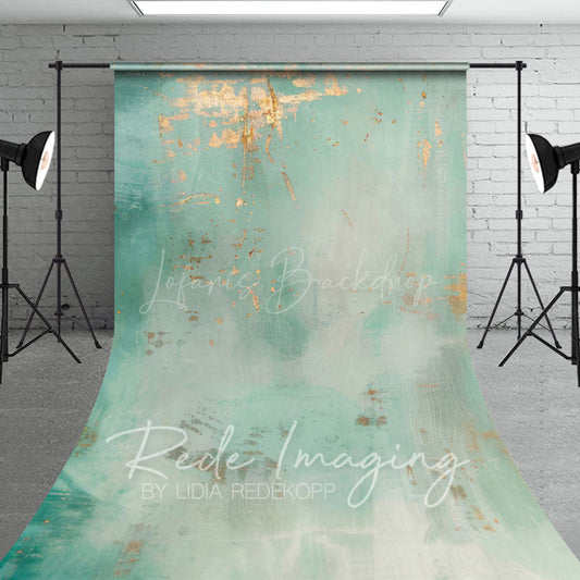 Lofaris Motley Teal Gold Abstract Pattern Sweep Backdrop