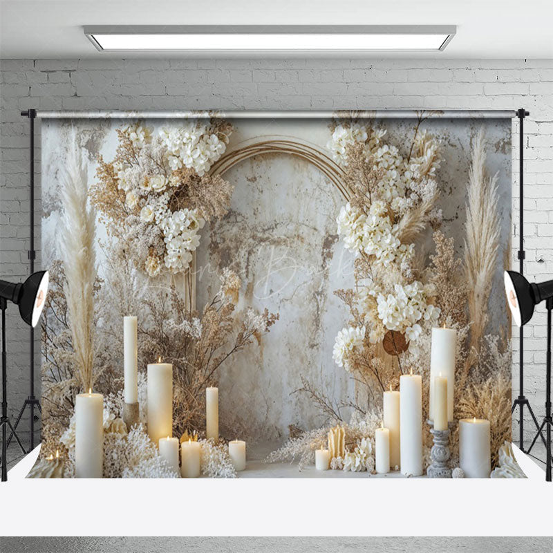 Lofaris Mottled Wall Boho Autumn Floral Candles Backdrop