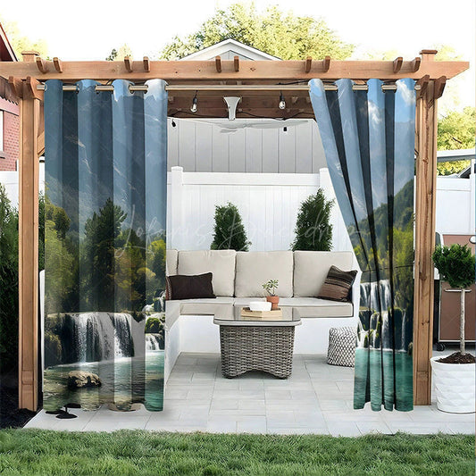 Lofaris Mountain Forest Waterproof Printed Outdoor Curtains