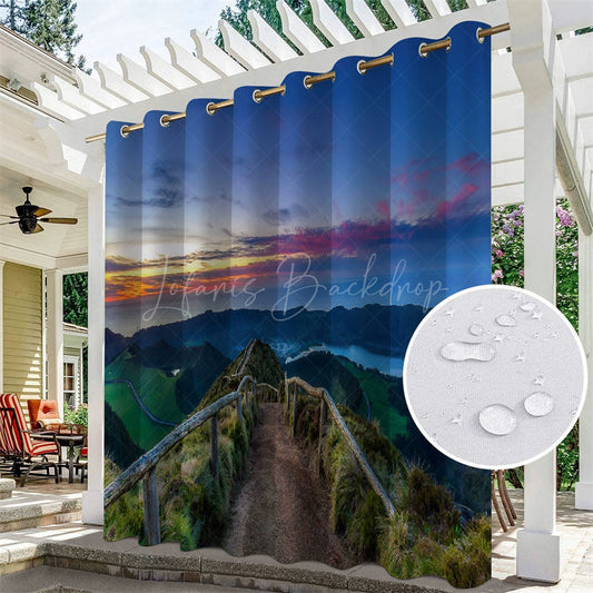 Lofaris Mountain Hiking Trails Waterproof Outdoor Curtains For Gazebo