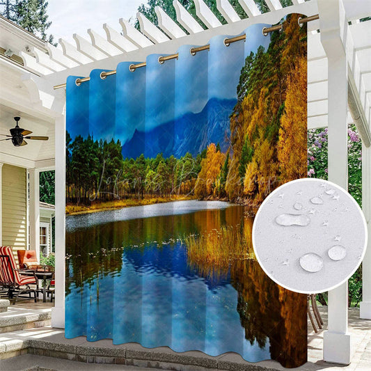 Lofaris Mountains Rivers Scene Waterproof Outdoor Curtains For Porch