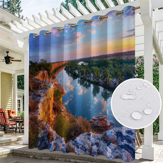 Lofaris Mountains Rivers Waterproof Printed Outdoor Curtains For Gazebo