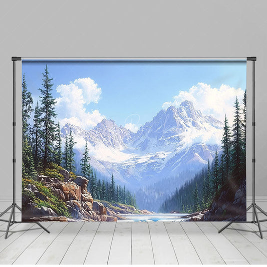 Lofaris Mountains Waterfalls Natural Scene Combo Set Backdrop