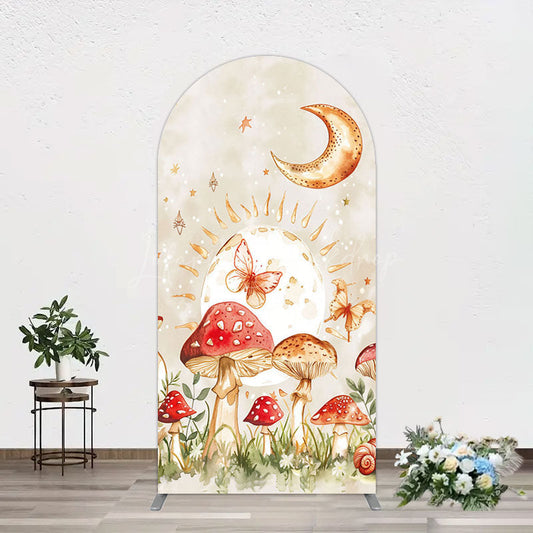Lofaris Mushroom Cartoon World Day And Night Arch Backdrop