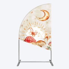 Lofaris Mushroom Cartoon World Day And Night Half Moon Arch Backdrop