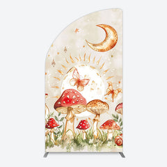 Lofaris Mushroom Cartoon World Day And Night Half Moon Arch Backdrop