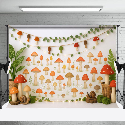Lofaris Mushroom Fairy Tale World Cute Cake Smash Backdrop