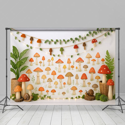 Lofaris Mushroom Fairy Tale World Cute Cake Smash Backdrop