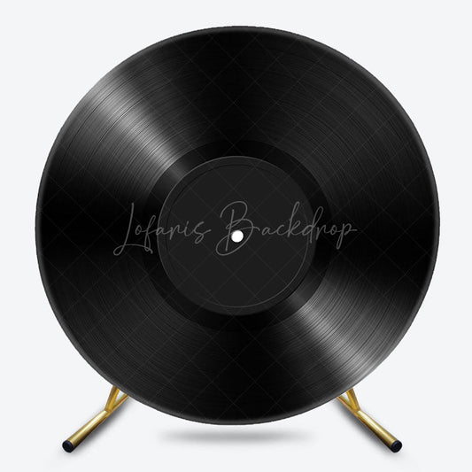 Lofaris Musical Black Vinyl Record Round Birthday Backdrop