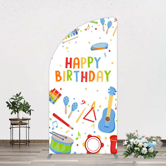 Lofaris Musical Instruments Kids Theme Birthday Half Moon Arch Backdrop