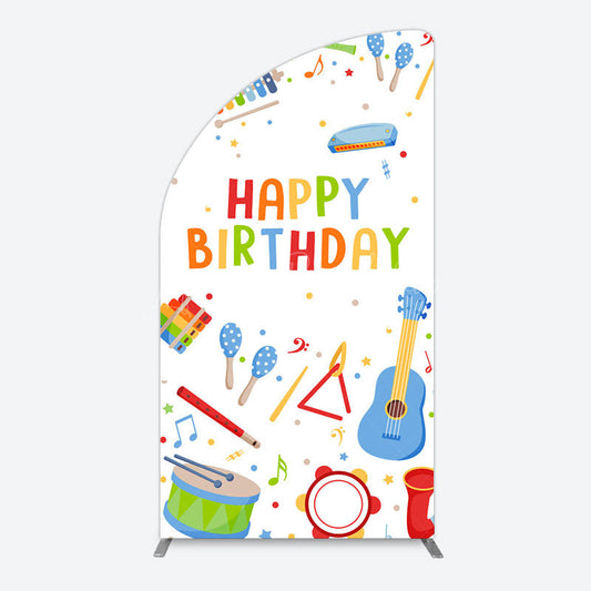 Lofaris Musical Instruments Kids Theme Birthday Half Moon Arch Backdrop