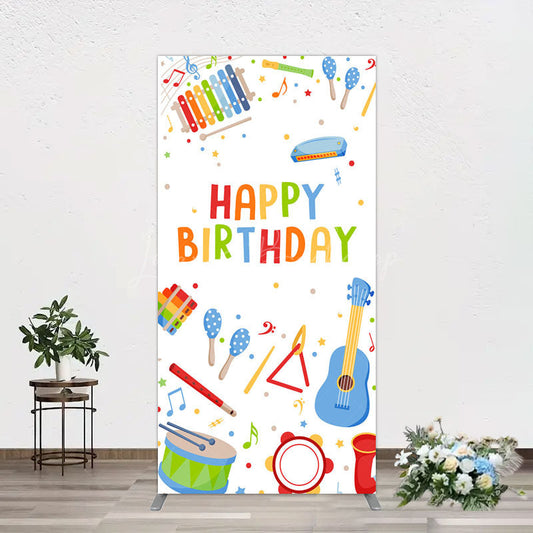 Lofaris Musical Instruments Kids Theme Birthday Rectangle Backdrop