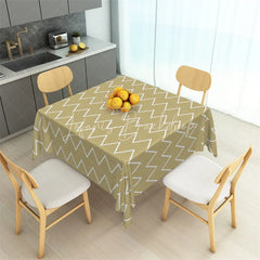 Lofaris Mustard Yellow Geometric Herringbone Rectangle Tablecloth Modern Zig Zag Pattern Table Cover for Dining