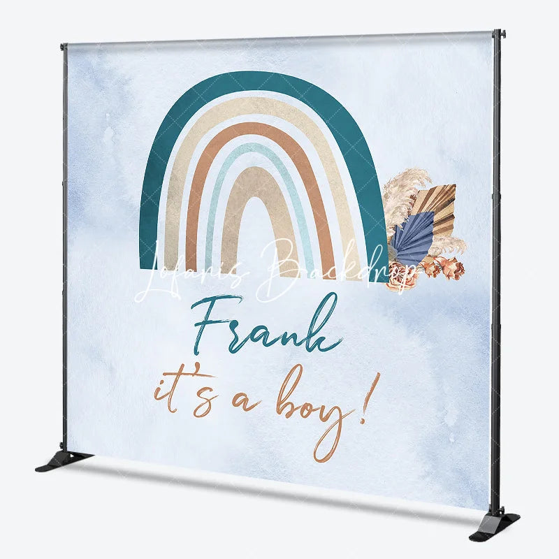 Lofaris Muted Boho Rainbow Dried Flowers Custom Backdrop for Baby Shower Personalized Name It’s a Boy Theme