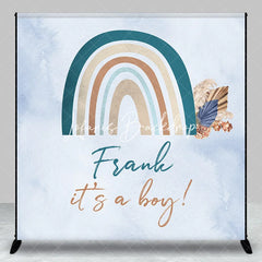 Lofaris Muted Boho Rainbow Dried Flowers Custom Backdrop for Baby Shower Personalized Name It’s a Boy Theme