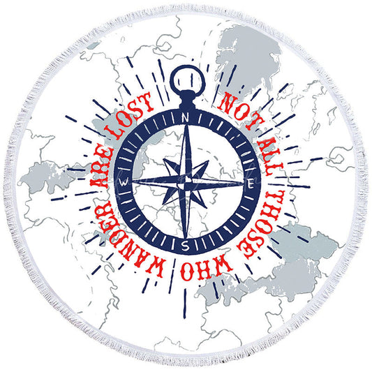 Lofaris Mysterious Simple Compass Journey Round Beach Towel