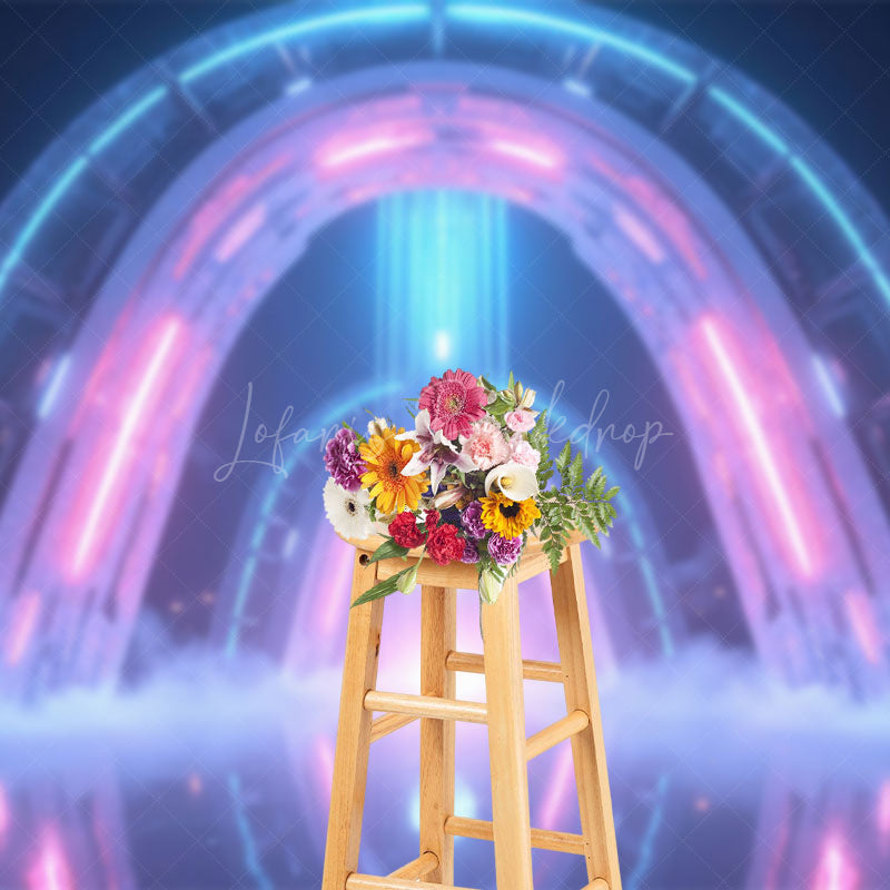 Lofaris Mystical Future Portal Neon Lights Mist Backdrop