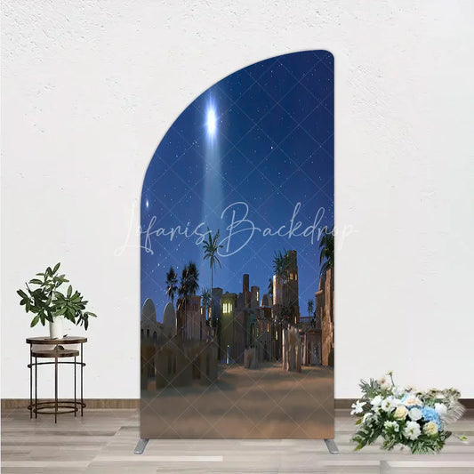 Lofaris Nativity Scene Half Moon Arch Backdrop Star of Bethlehem Christmas Night Religious