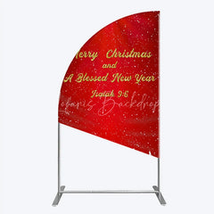Lofaris Nativity Scene Merry Christmas Half Moon Arch Backdrop Red Snowy Blessed New Year Party Cover