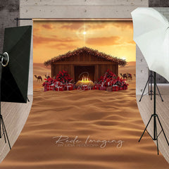 Lofaris Nativity Scene Sweep Backdrop Manger with Star of Bethlehem Religious Christian Christmas Photo Floor Drop