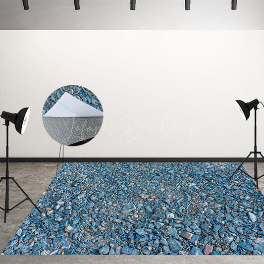 Lofaris Natural Blue Gravel Pattern Fabric Floor Backdrop