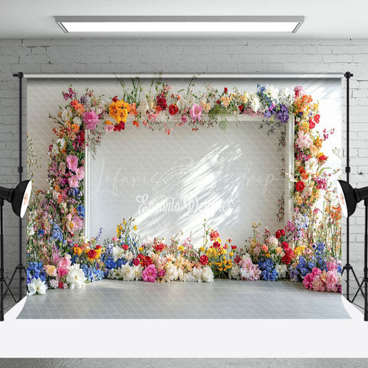 Lofaris Natural Colorful Floral White Wall Wedding Backdrop