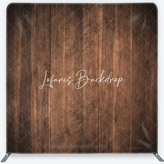 Lofaris Natural Dark Brown Wood Plank Texture Square Double-Sided Backdrop Rustic Vintage Photography Background