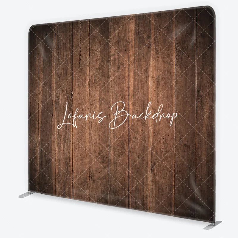 Lofaris Natural Dark Brown Wood Plank Texture Square Double-Sided Backdrop Rustic Vintage Photography Background